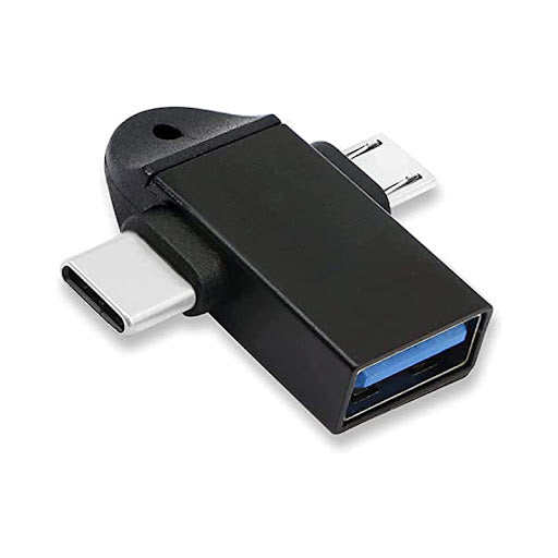 2 in 1 OTG Adapter Type C, Micro USB OTG Male to USB A 3.0 Female Conn